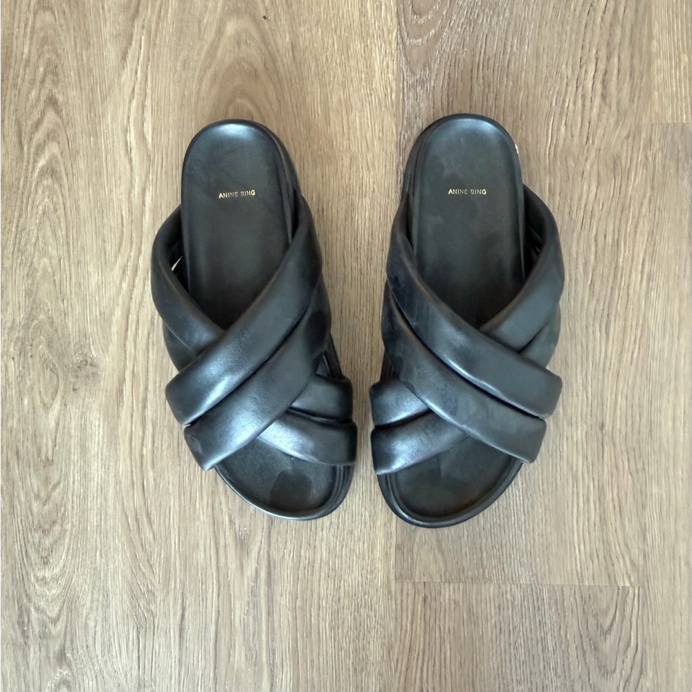 Anine Bing Black Leather Sandals
